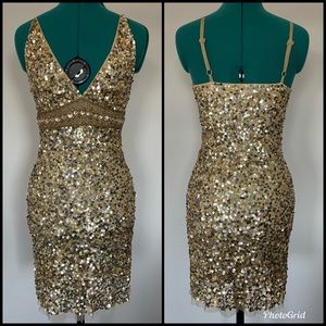 Arden B Gold Sequin Mini Dress